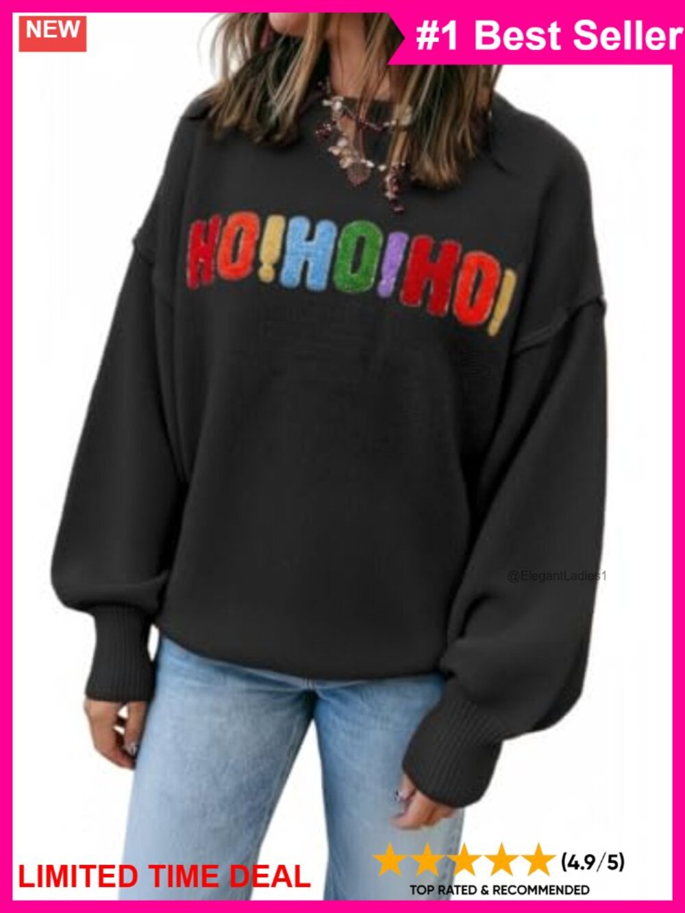 Womens Chenille Graphic Sweater Long Sleeve Crew Neck Pullover Knit